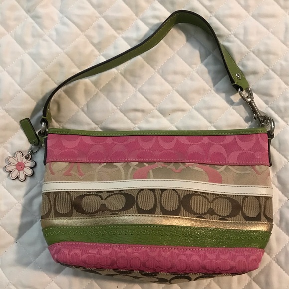 Pink and green coach purse Clearance